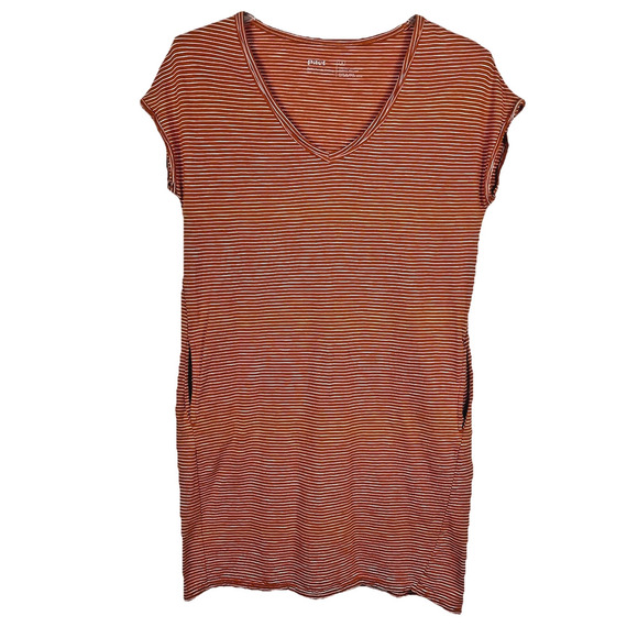 Pact Dresses & Skirts - Pact Organic Cotton T-shirt Dress Women's M Burnt Orange Stripe Pockets Nautical